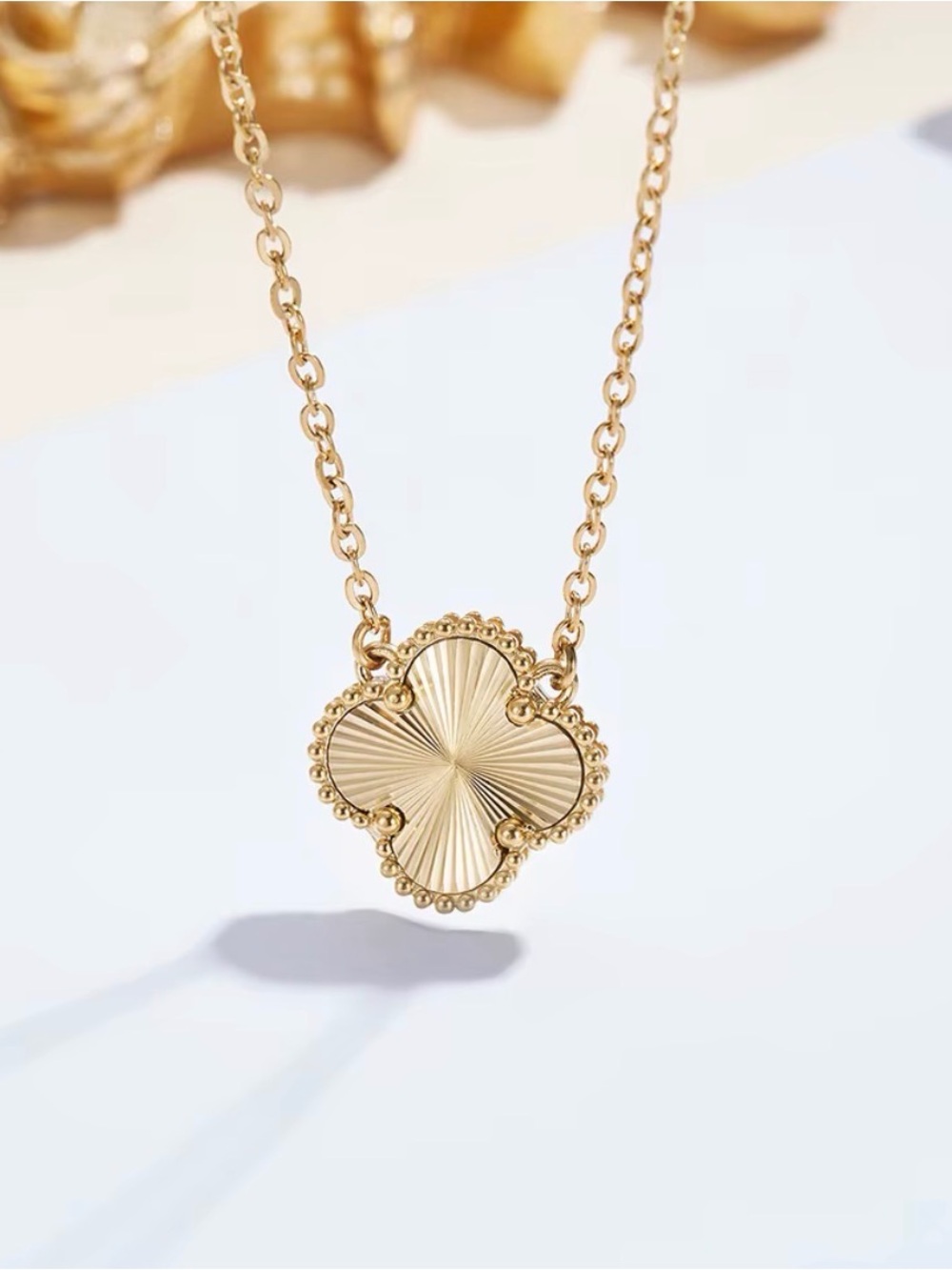 New!  Gold Clover Pendant Necklace